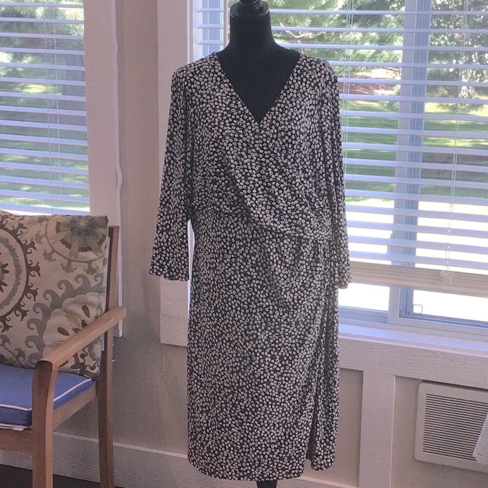Ralph Lauren Black & White Long Sleeve Dress Sz. 18W